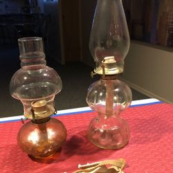 Antique oil lamps with wicks
