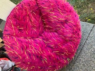 Spiker Pink Faux Fur and Metal Frame Saucer Chair
