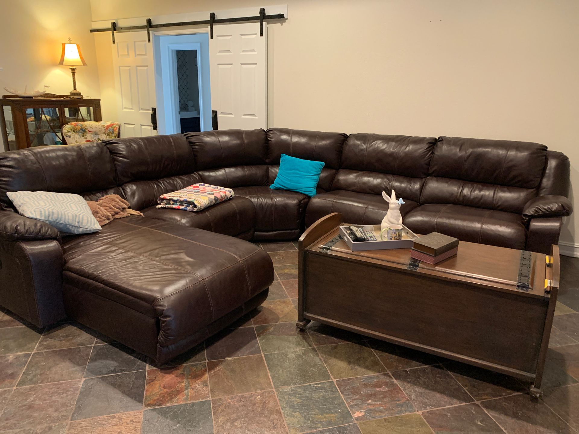 5 piece leather sectional