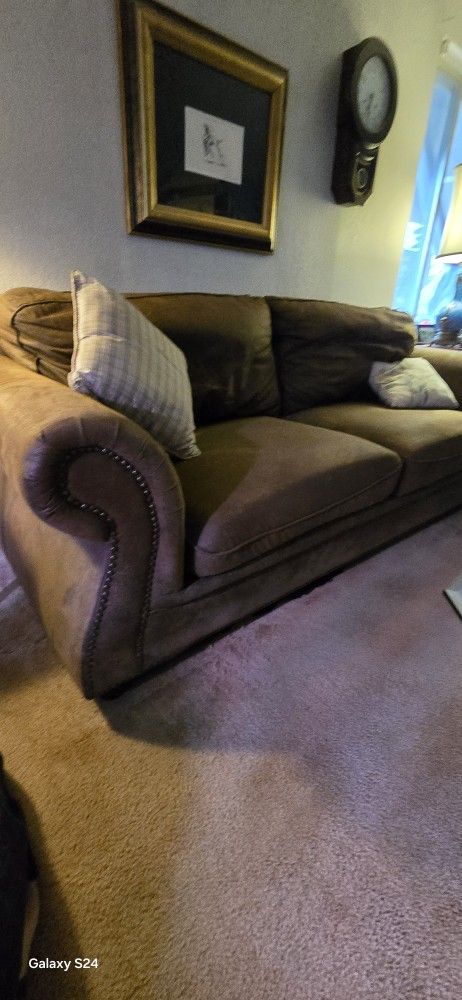 Brown Suede Sofa