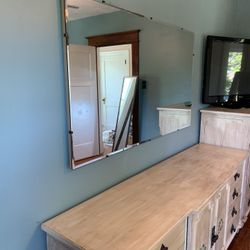 Mid-century chest and dresser with large mirror   