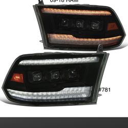 New…..SWITCHBACK 2009 TO 2018 DODGE RAM SMOKED HEADLIGHTS All LEDS Bulbs Included 