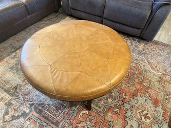 Leather Cognac Ottoman obo