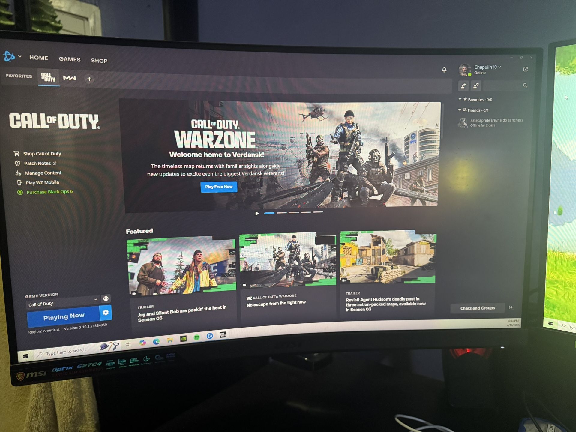 Curve MSI Monitor.