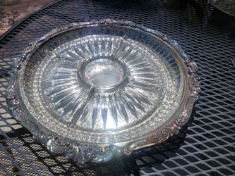 Silverplated  dish with glass insert