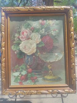Framed Floral Still Life Print Gold Frame