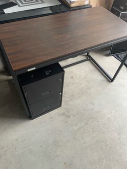 Desk and file cabinet
