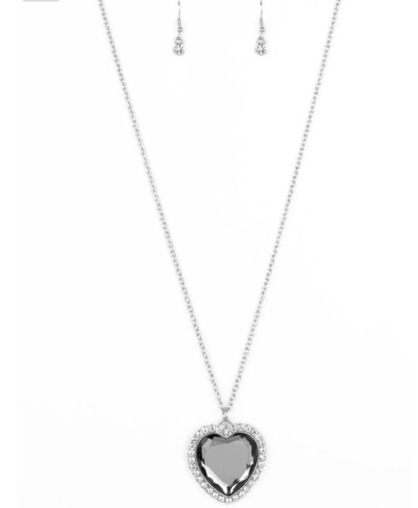 Diamond Heart Silver Necklace