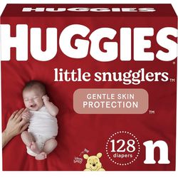 Baby Diapers Size Newborn (up to 10 lbs), 128ct, Huggies Little Snugglers Thumbnail