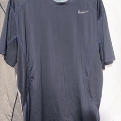 Nike Pro Combat Dri-FIT Men’s Navy Blue Slim Fit Athletic Tee Shirt XL Fitted