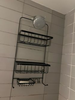 Black Metal Over-the-Shower Caddy Organizer