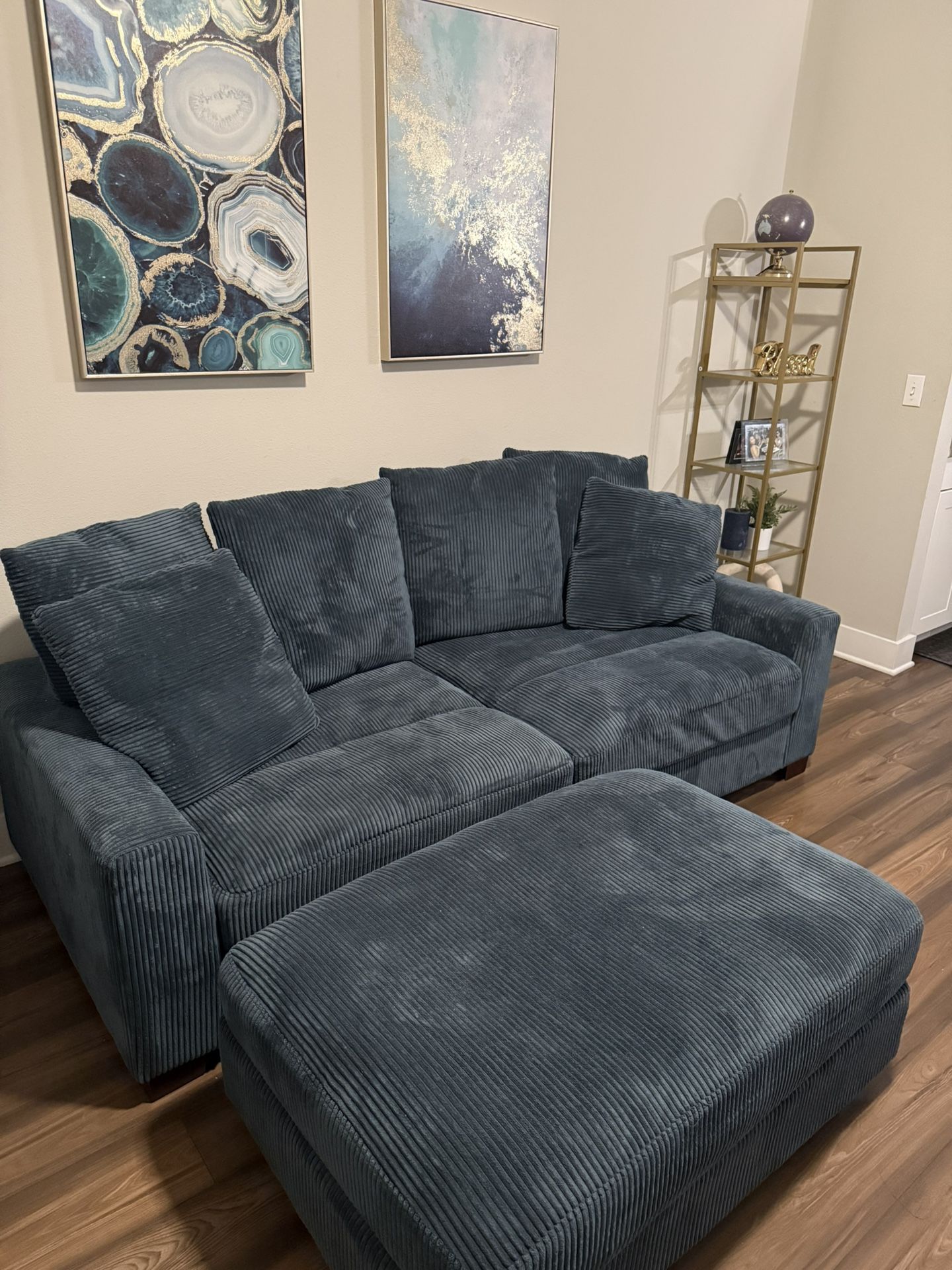Corduroy Blue Couch / SOFA 
