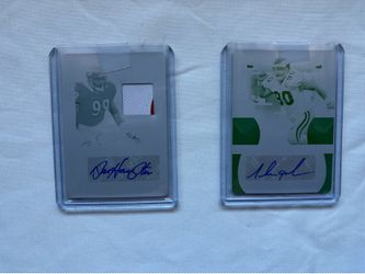 1/1 Lot of 2 Signed NFL Printing Plate Cards with Patch