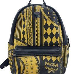 MCM Baroque Print Backpack in Viestos Yellow/Black