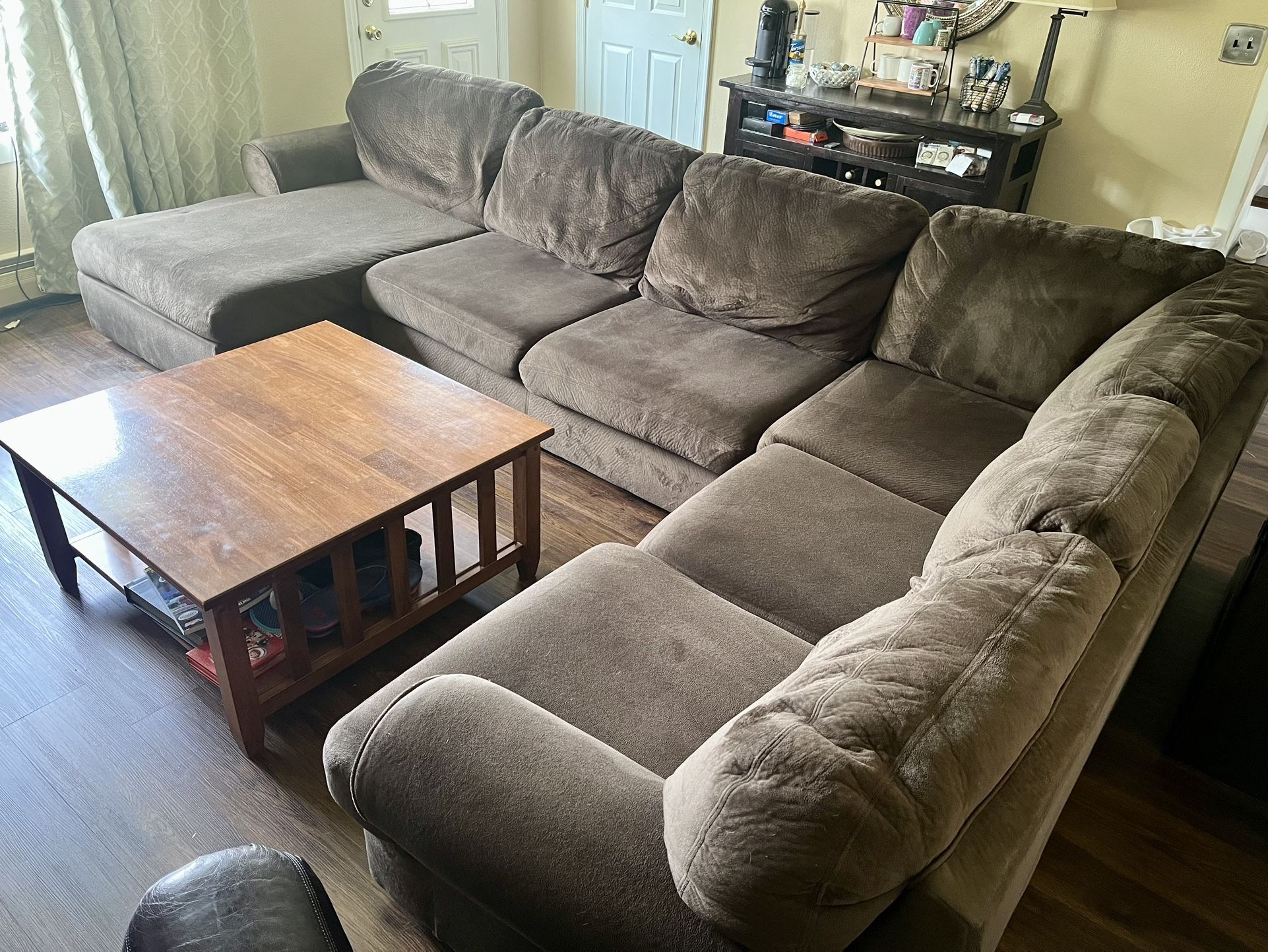 Large Microfiber Chocolate Brown sectional - Couch - Sofa