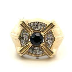 Men’s 14k Yellow Gold CZ Cubic Zirconia Stone Ring Size 9 GP3124782