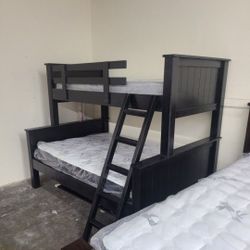 Twin Over Full Bunk Bed With Mattress 