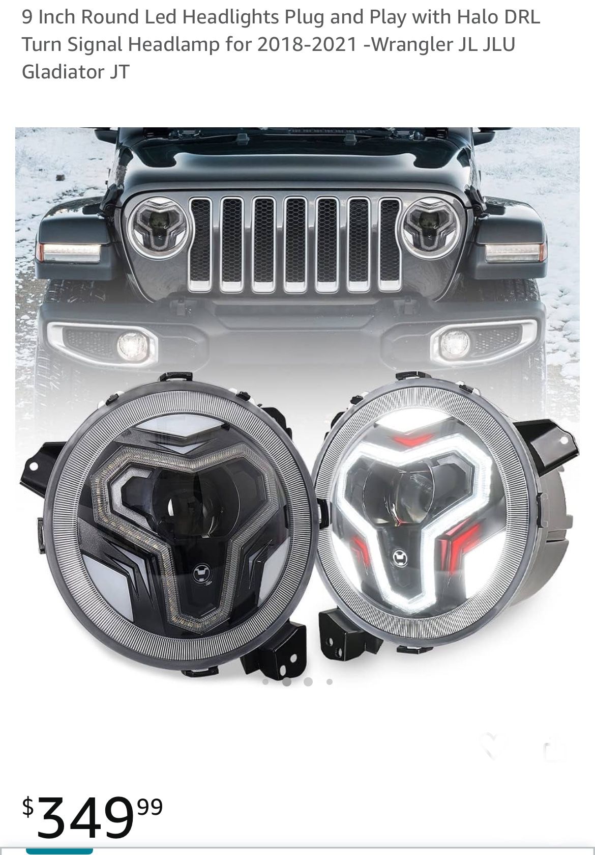 9” Inch Round Headlights Fit Jeep Wrangler JL Or Gladiator