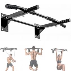 Wall-Mounted Pull-Up Bar with Multiple Grips