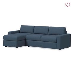 West Elm Living Room Set With Sleeper/storage Sectional And Chair With Foot Stool 
