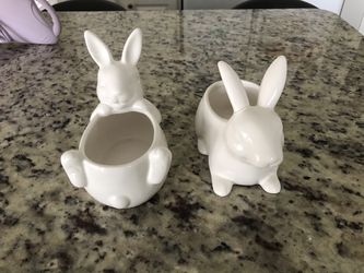 Easter bunny candy/ egg bowls x2 - white ceramic