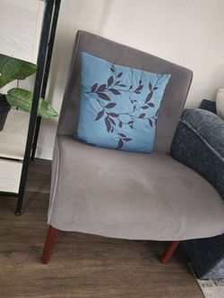 Gray Accent Chair with Wood Legs