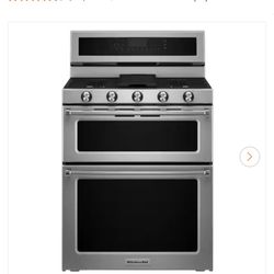 Kitchen Aid 6.7 cu. feet Double Oven Dual Fuel Gas Range with Self Cleaning Conv