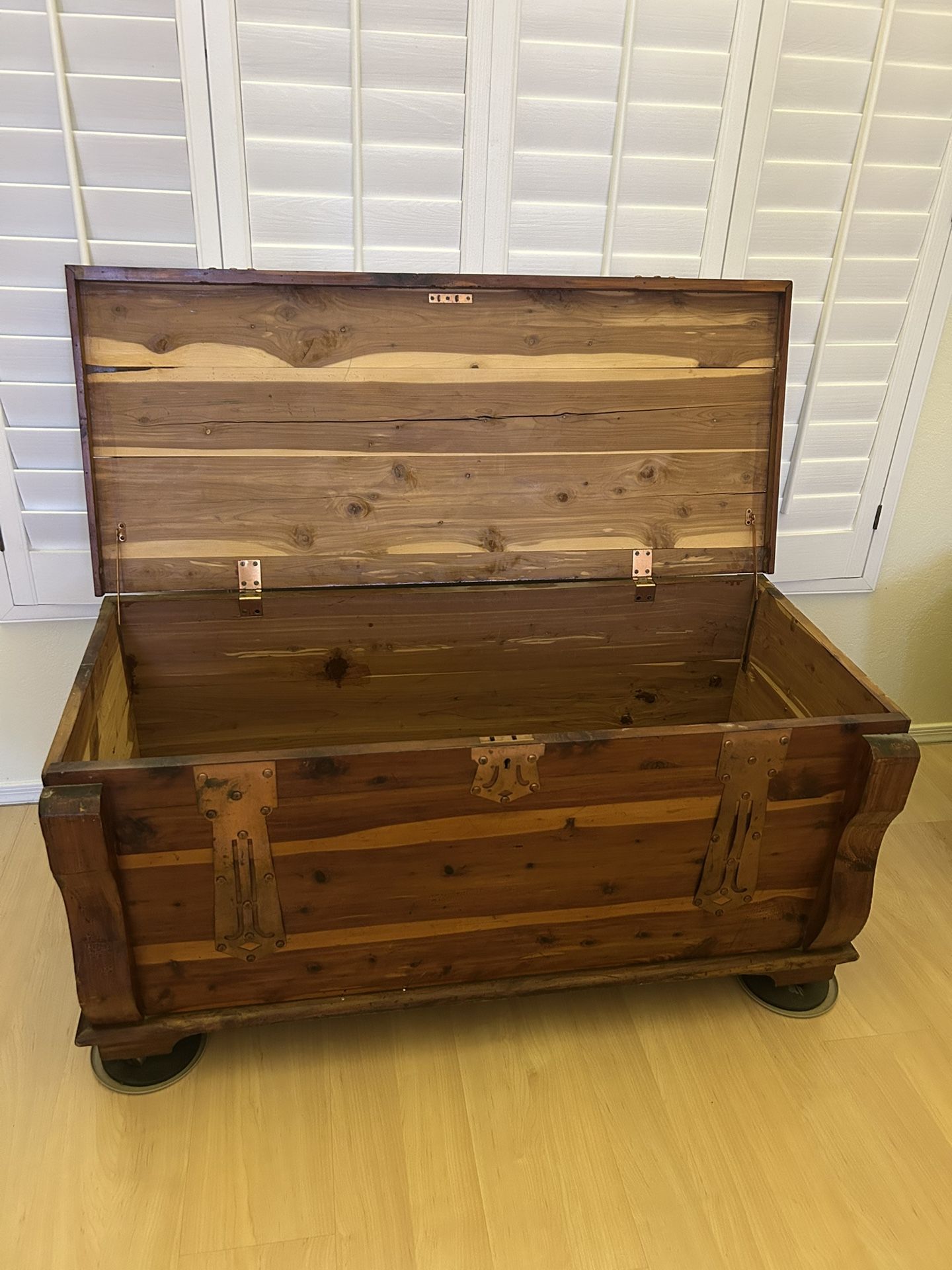 Vintage Large red Cedar chest with brass nailhead trim