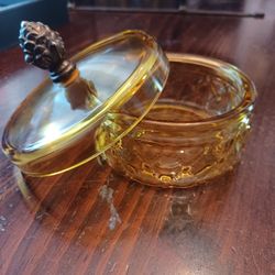 Amber Glass, Quilted Diamond Dish