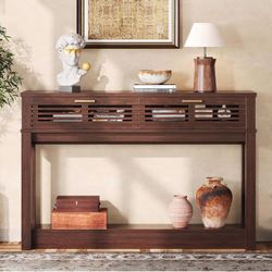 Red Walnut Entryway Console Table