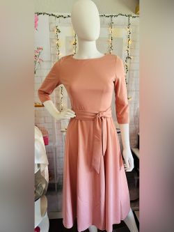 Dress Tells Dusty Rose Pink Belted A-Line Midi Dress