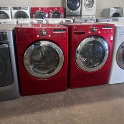 Beautiful Lg Set Washer Dryer Red All Electric 