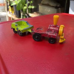 Small Vintage Tootsie Toy Train And Cart