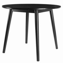 36" Round Black Dropleaf Dining Table