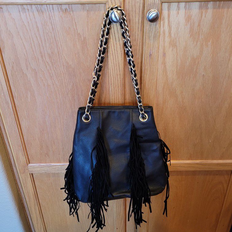 Women's Black Handbag Bag Tassels Fringe Boho Bohemian