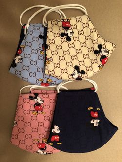 (4) Disney Mickey Mouse Adult Layered Cotton Face Masks Made In USA