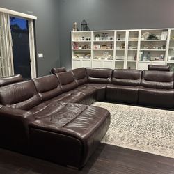 GENUINE ITALIAN LEATHER RECLINER SECTIONAL BY ESF 2144