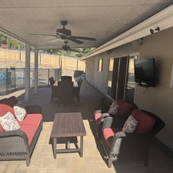 Hampton Bay Woodbury Patio Furniture Set: Dining And Seating 