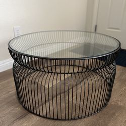 Spoke Glass Graphite Metal Coffee Table
