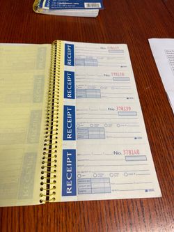 Receipt book and message book  2 Carbonless Set Self - Stick Removable Receipts (one Set Of 123 Ct, Second Set Of 213 Ct 123 Ct 213 Ct Price for all -