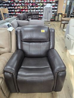 Plush Dark Brown Leather Recliner Armchair