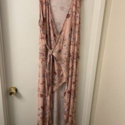 Pixie Dust Pink Floral Midi Wrap Dress Size 2X 