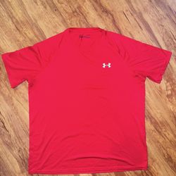Under Armour Men's Adult Size Large T-shirt Red Tee short sleeve Gym Run Athleti