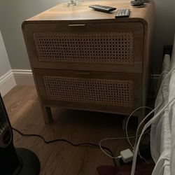 2 drawer boho woven nightstand 