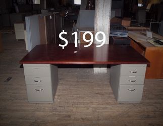 Double Pedestal Desk With Mahogany Now Top