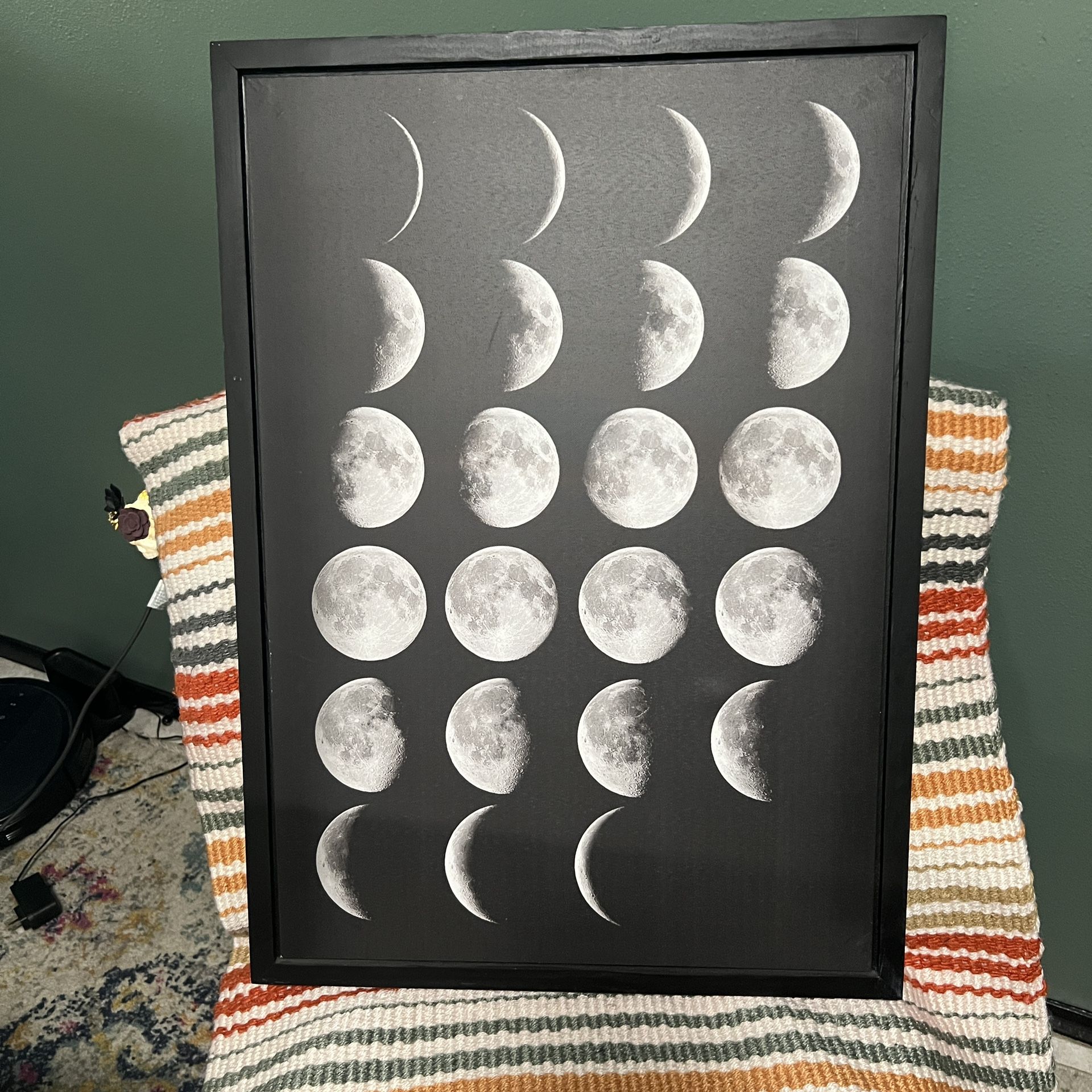 Earthbound Trading Co. Boho Moon Phase Black Framed Canvas Print 28”x19.5”