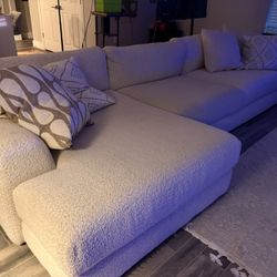 Made In The USA Sectional High End Premium White Cloth Fabric Couch 