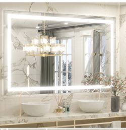 LED Mirror - Frameless LED Lighted Bathroom / Vanity Mirror with Brightness Adjustable, Memory Function, Anti-fog