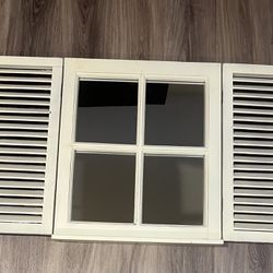 Rustic Window Mirror with Shutters