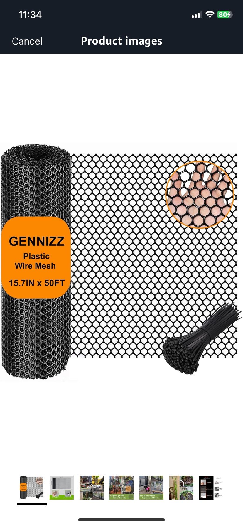Black Plastic Wire Mesh Fence Roll, GENNIZZ 15.7IN x 50FT Plastic Chicken Wire Mesh Fencing Netting